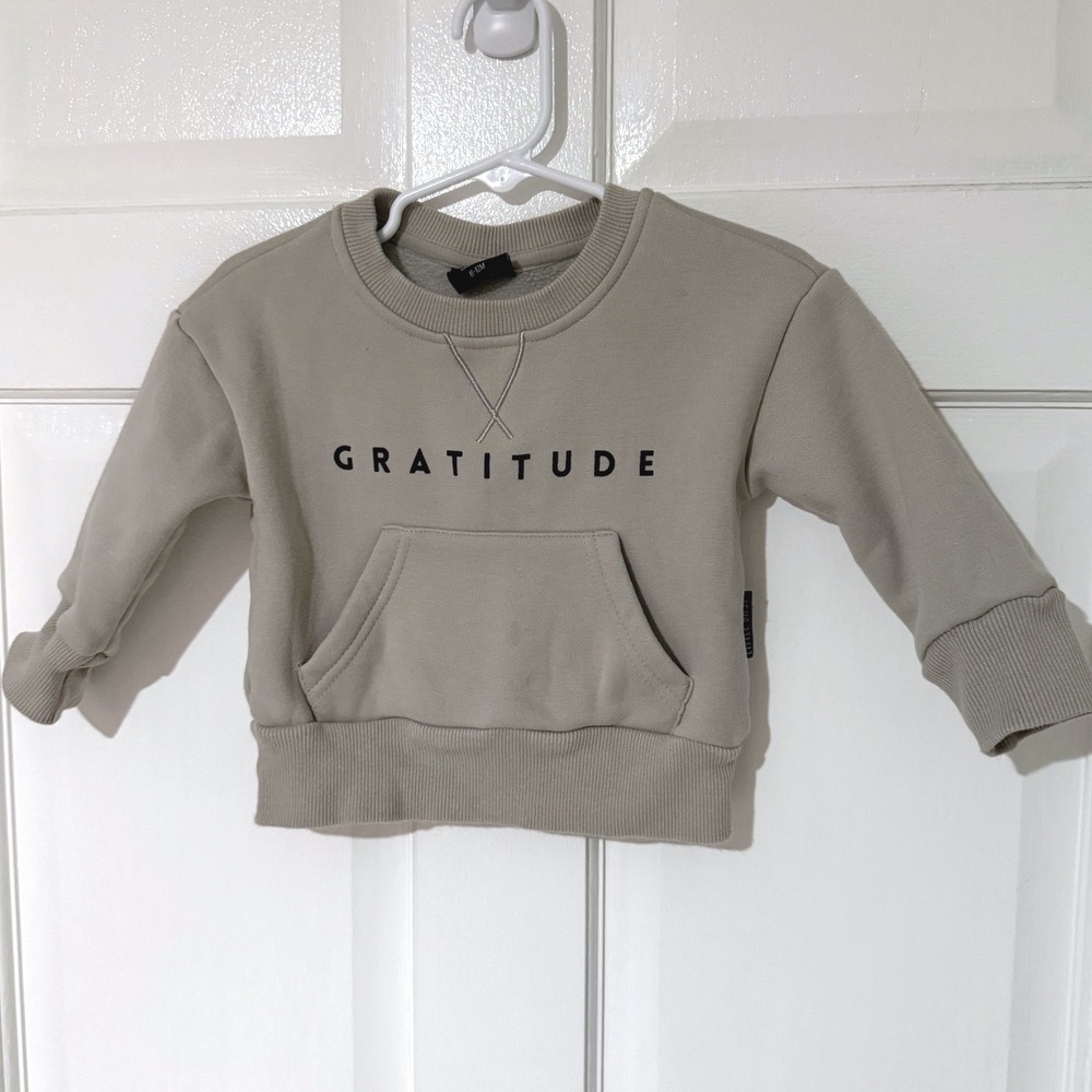 Little Bipsy Collection Gratitude Sweatshirt Tan Taupe Baby 6-12M Pocket